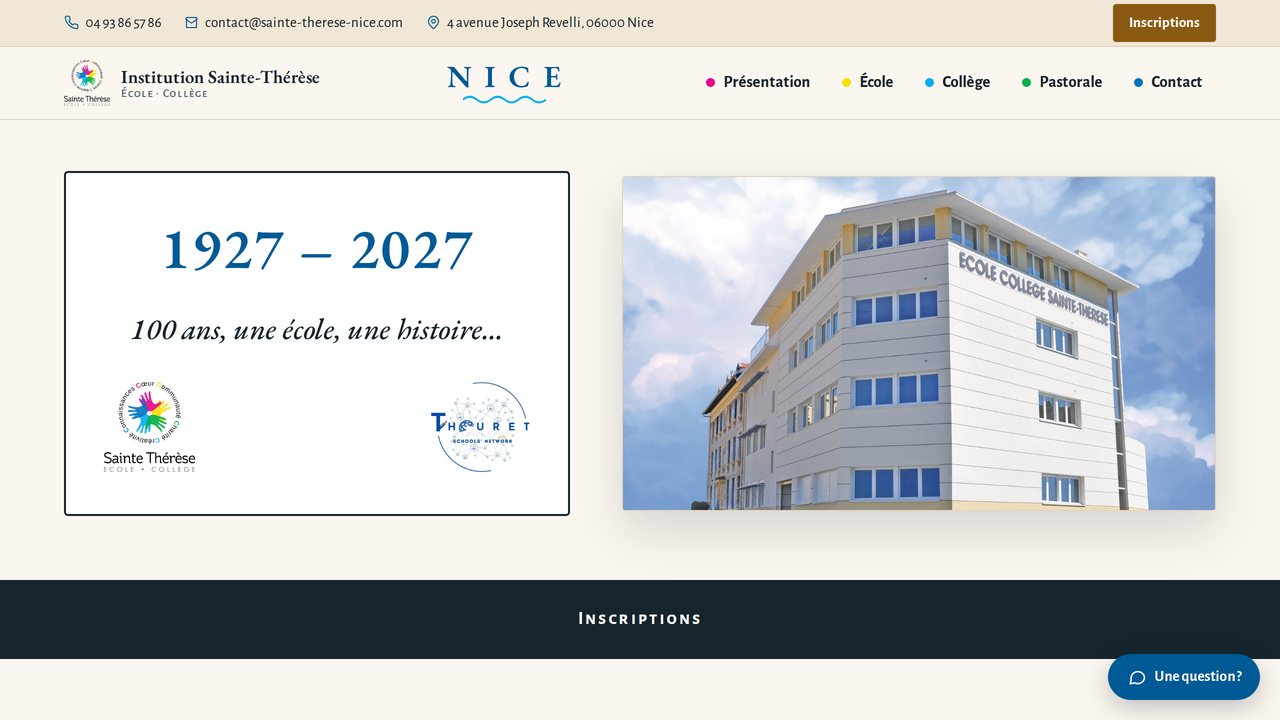Institution Sainte-Thérèse, école et collège à Nice — page d'accueil avec l'assistant des familles